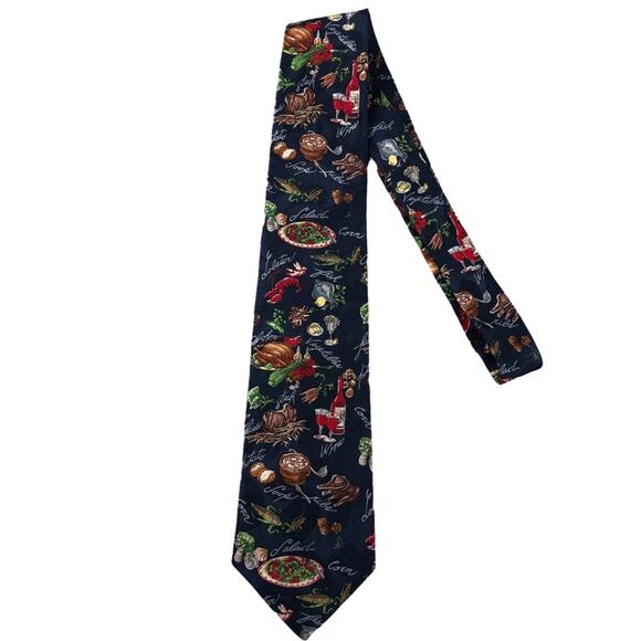 Museum Artifacts Silk Handmade Out to supper tie - Picture 1 of 8